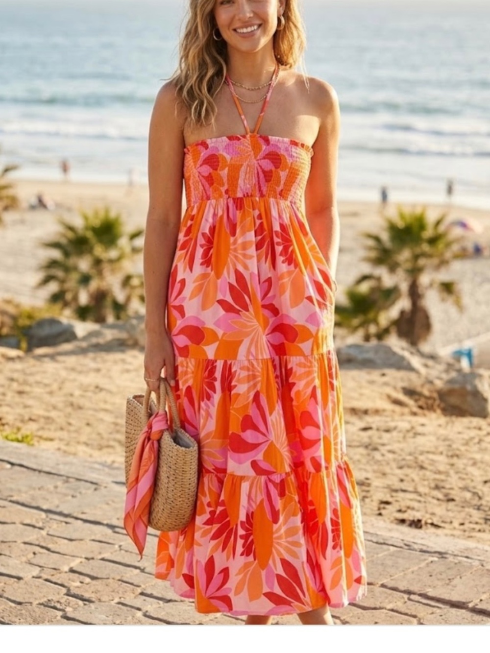 Abel the Label Rumi Maxi Skirt featuring a vibrant pink and orange flor Size S